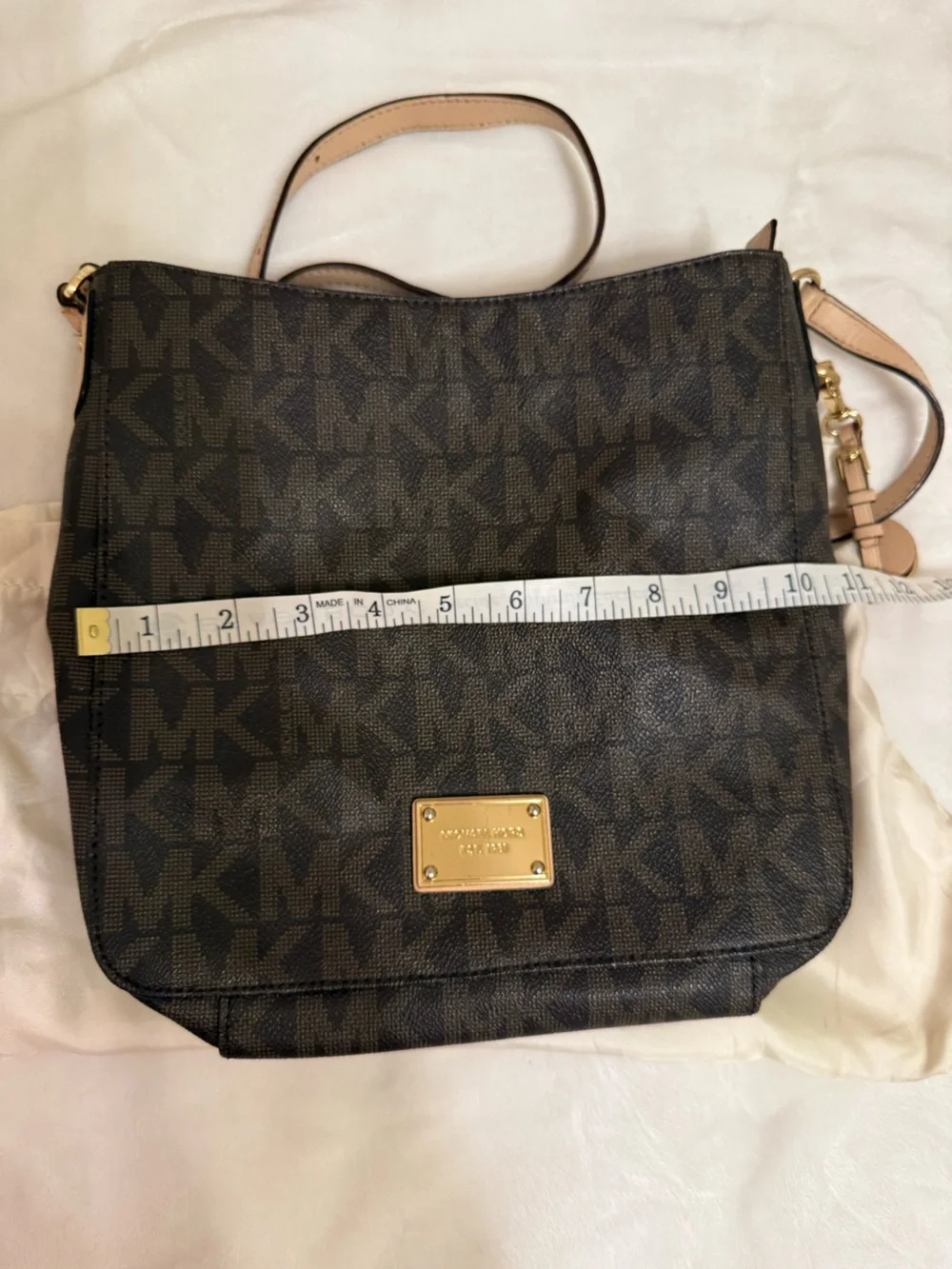 Michael Kors Jet Set Travel Large MK Messenger Bag/Crossbody-Brown/Gold